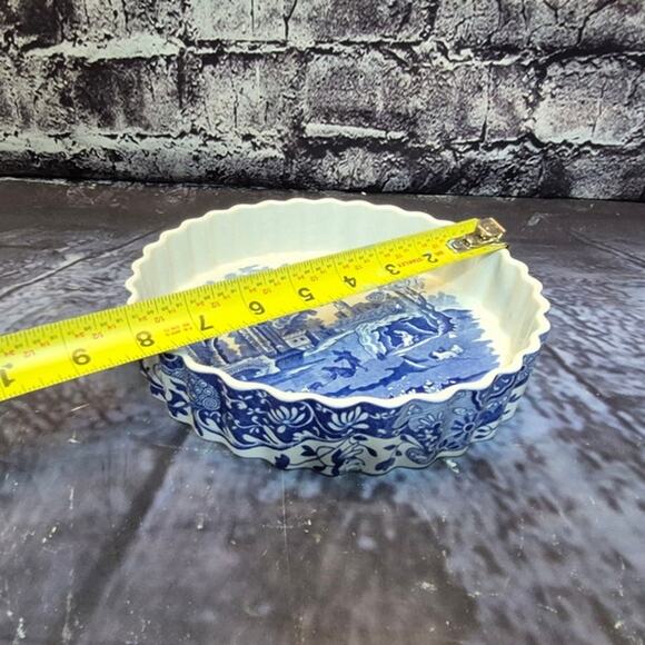 Vintage Spode Blue Italian Oven to talbe fluted Dish Made in England - Picture 2 of 5